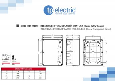 Preview: Installationsgehäuse IP67 (210x280x140mm) - mit Transparentdeckel